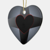 黒いハートの十字 セラミックオーナメント (左)