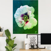 黒いハートの白いバラ – 油 ポスター (ホームオフィス)