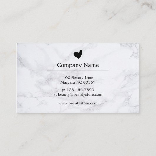 黒いハートの白い大理石の顧客のロイヤリティカード 名刺 (裏面)