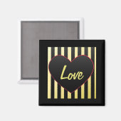 黒いハートの"Love"マグネット マグネット (正面/裏面)