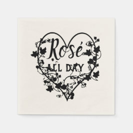 黒いハートデザイン スタンダードカクテルナプキン