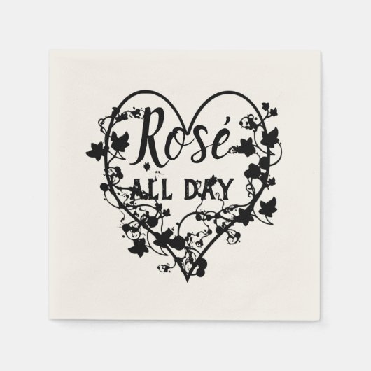 黒いハートデザイン スタンダードカクテルナプキン (正面)