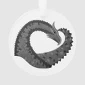 黒いハートドラゴンオンホワイト オーナメント (裏面)