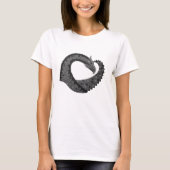 黒いハートドラゴンオンホワイト Tシャツ (正面)