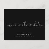 黒いハートフォント結婚式の日付を保存 ポストカード (正面)