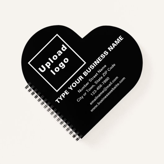 黒いハート形状スパイラルのビジネスブランド ノートブック (正面)