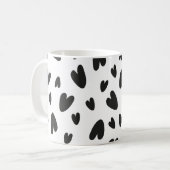 黒いハート柄 コーヒーマグカップ (正面左)