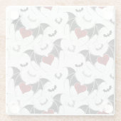 黒いハート翼のハロウィンこうもり ガラスコースター (裏面)