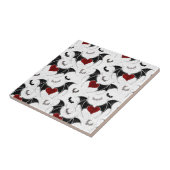 黒いハート翼のハロウィンこうもり タイル (側面)