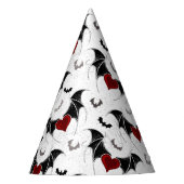 黒いハート翼のハロウィンこうもり パーティーハット (正面)