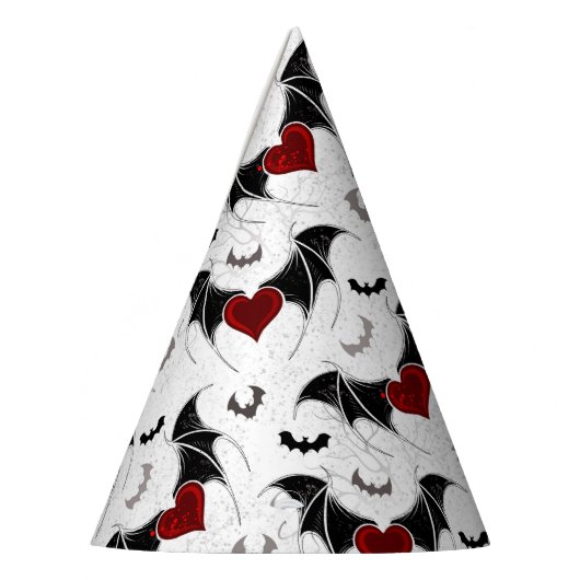 黒いハート翼のハロウィンこうもり パーティーハット (左)