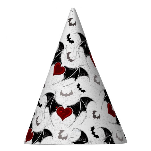 黒いハート翼のハロウィンこうもり パーティーハット (右)