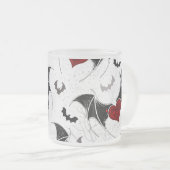 黒いハート翼のハロウィンこうもり フロストグラスマグカップ (正面右)