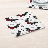 黒いハート翼のハロウィンこうもり ペーパーコースター (アングル)