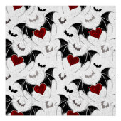 黒いハート翼のハロウィンこうもり ポスター (正面)