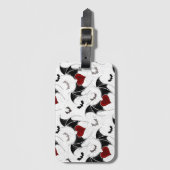 黒いハート翼のハロウィンこうもり ラゲッジタグ (正面縦)