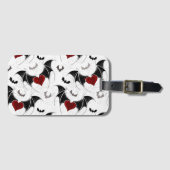 黒いハート翼のハロウィンこうもり ラゲッジタグ (正面横)
