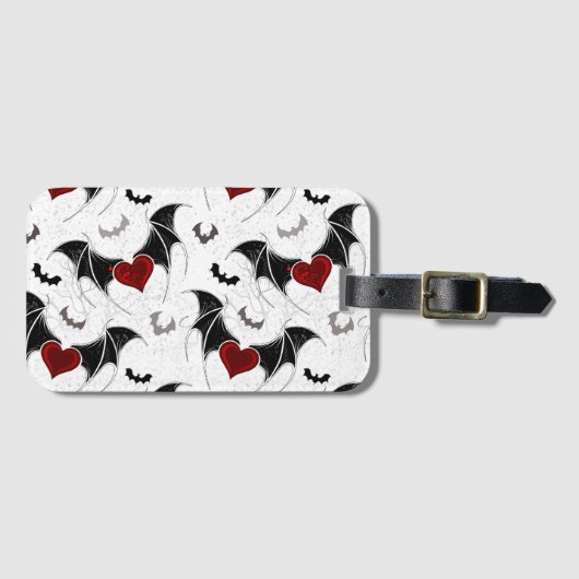 黒いハート翼のハロウィンこうもり ラゲッジタグ (正面横)