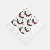 黒いハート翼のハロウィンこうもり 縁ありランチョンナプキン (角)