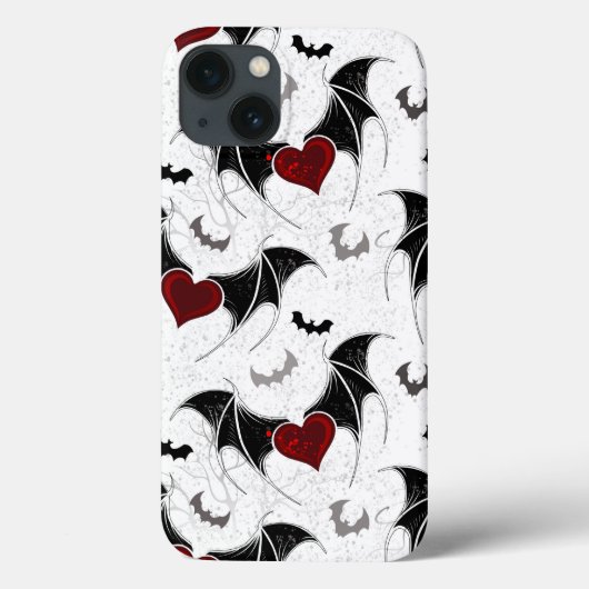 黒いハート翼のハロウィンこうもり Case-Mate iPhoneケース (裏面)
