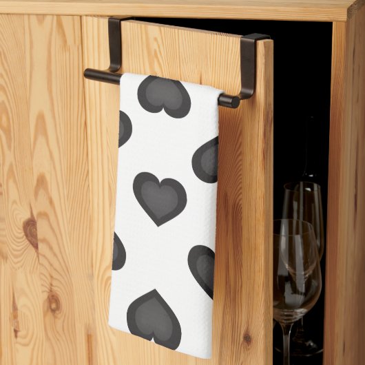 黒いハート キッチンタオル (三つ折り)