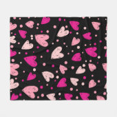 黒いハート フリースブランケット (正面(横))