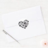 黒いハート、前足、動物性食品柄 ラウンドシール (封筒)