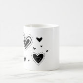 黒いハート、複数のハートデザイン コーヒーマグカップ (中央)