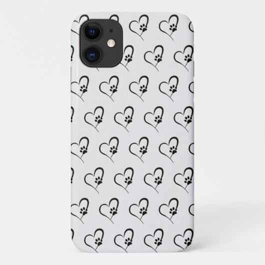 黒いハートCase-Mate iPhoneケースで犬の手の印刷 Case-Mate iPhoneケース (裏面)