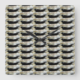 黒いハーバーシール時計 スクエア壁時計