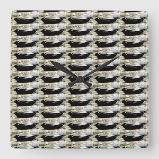 黒いハーバーシール時計 スクエア壁時計 (正面)