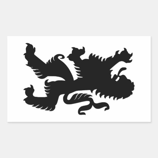 黒いバイエルンのライオン 長方形シール (正面)