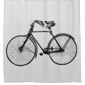 黒いバイクの自転車の白いシャワー・カーテン シャワーカーテン (正面)
