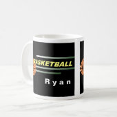 黒いバスケットボールのマグ コーヒーマグカップ (正面左)