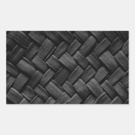 黒いバスケット織りパターン 長方形シール