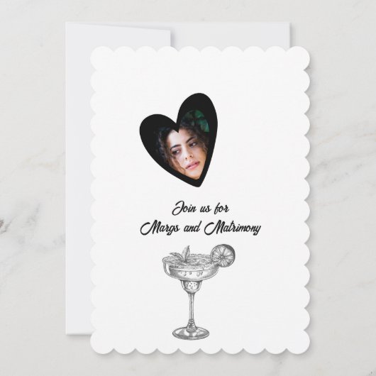 黒いバチェロレッテの縁と結婚パーティーの写真 招待状 (裏面)