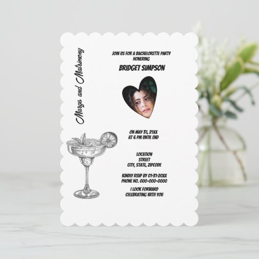 黒いバチェロレッテの縁と結婚パーティーの写真 招待状 (スタンド正面)