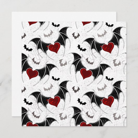 黒いバットウイングのハロウィンハート シーズンカード (正面/裏面)