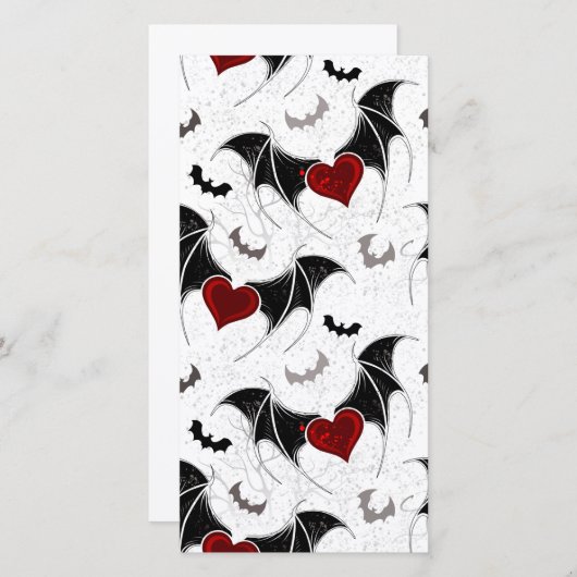 黒いバットウイングのハロウィンハート シーズンカード (正面/裏面)