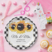 黒いバッファローの格子状のひまわりミセス結婚ズ ペーパープレート (パーティー)