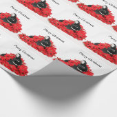 黒いバニーウサギのクリスマス ラッピングペーパー (角)