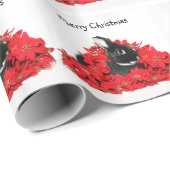 黒いバニーウサギのクリスマス ラッピングペーパー (ロールコーナー)