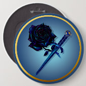 黒いバラおよび短剣ボタン 缶バッジ (正面&裏面)