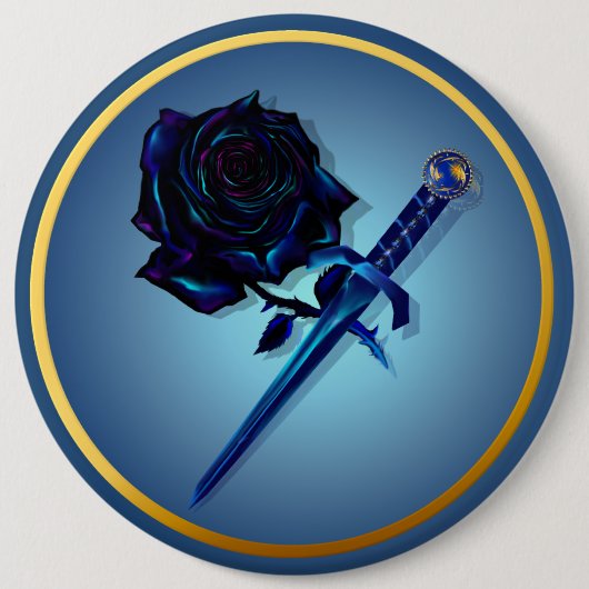 黒いバラおよび短剣ボタン 缶バッジ (正面)