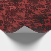 黒いバラとスカルオン赤 ラッピングペーパー (角)