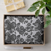 黒いバラと白いデコページ上のスカル 薄葉紙 (ギフト)