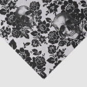 黒いバラと白いデコページ上のスカル 薄葉紙 (詳細)