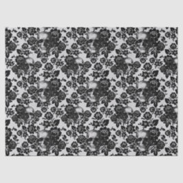 黒いバラと白いデコページ上のスカル 薄葉紙