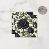 黒いバラと緑葉の ノートカード (正面/裏面インサイチュ)