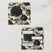 黒いバラと緑葉の ノートカード (正面/裏面)